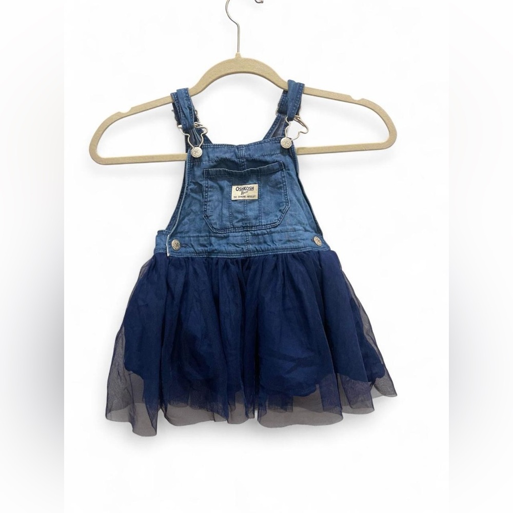 OshKosh B'gosh Navy Denim Tulle Overall Dress
